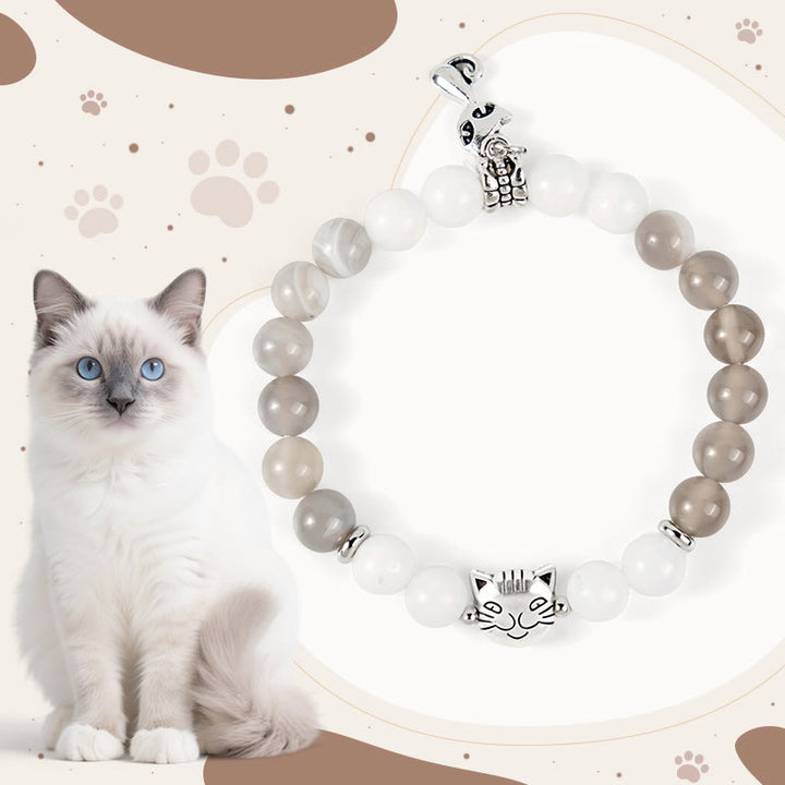 Buddha Stones Ragdoll Cat Gray Striped Agate Chalcedony Support Bracelet - Ragdoll Cat(Wrist Circumference 15-16cm) - image 1