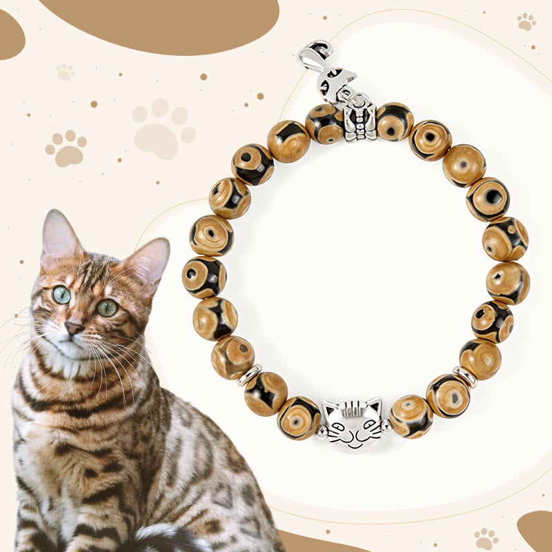 Buddha Stones Bengal Cat Natural Agate Stone Inner Strength Bracelet - Bengal Cat(Wrist Circumference 15-16cm) - image 1