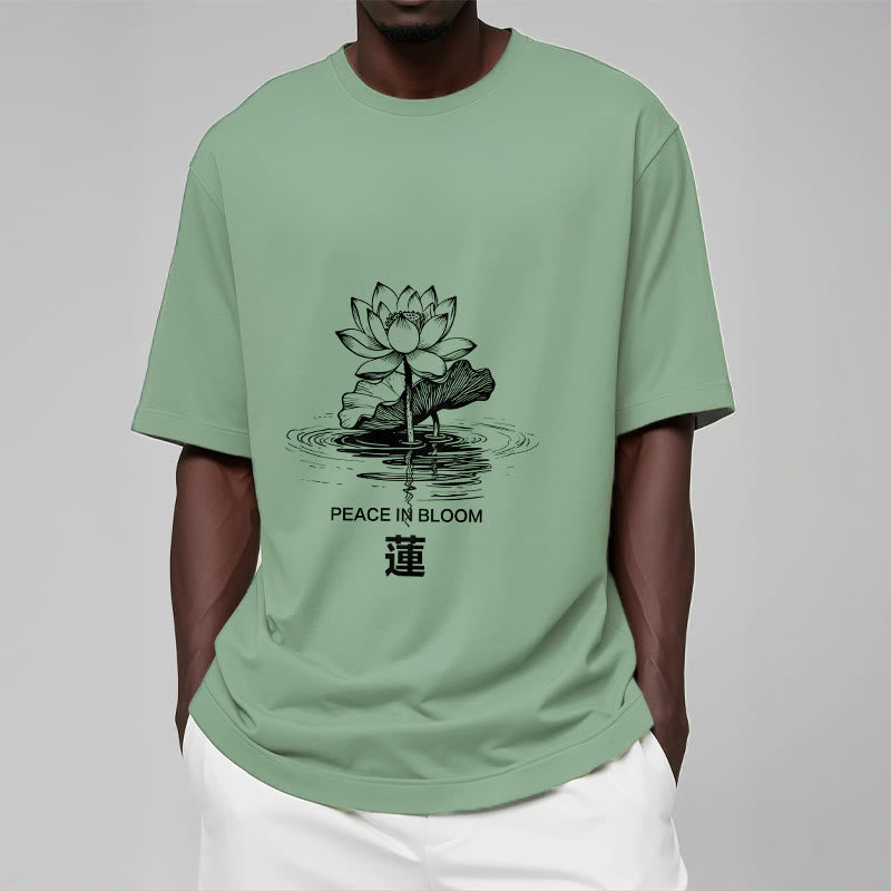 Buddha Stones Lotus Flower Lotus Leaf Ripple Pattern Tee Cotton T-shirt - image 16