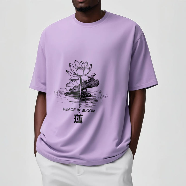 Buddha Stones Lotus Flower Lotus Leaf Ripple Pattern Tee Cotton T-shirt - image 18