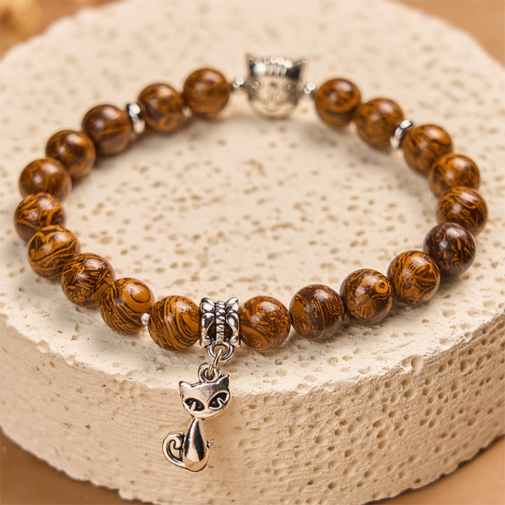 Buddha Stones Natural Stone Kitten Cat Head Protection Bracelet - image 3