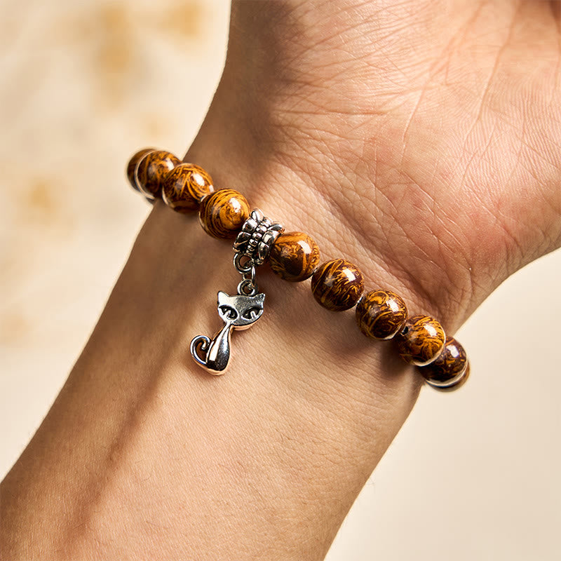 Buddha Stones Natural Stone Kitten Cat Head Protection Bracelet - image 4