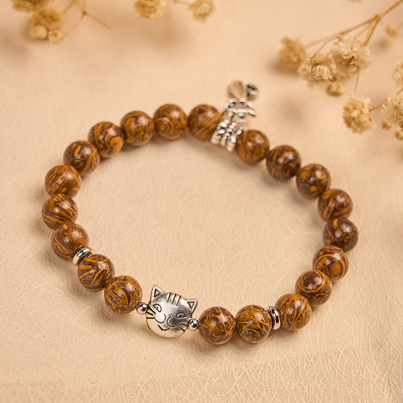 Buddha Stones Natural Stone Kitten Cat Head Protection Bracelet - image 2