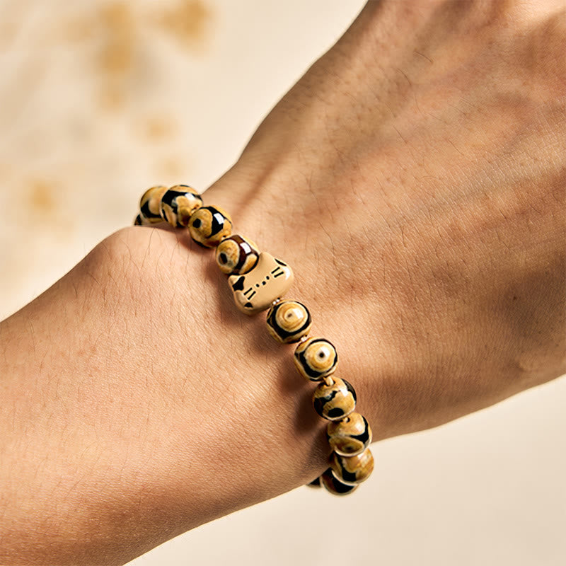 Buddha Stones Bengal Cat Natural Agate Stone Kitten Head Graceful Bracelet - image 4
