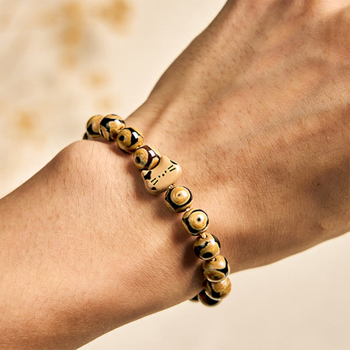 Buddha Stones Bengal Cat Natural Agate Stone Kitten Head Graceful Bracelet - image 4
