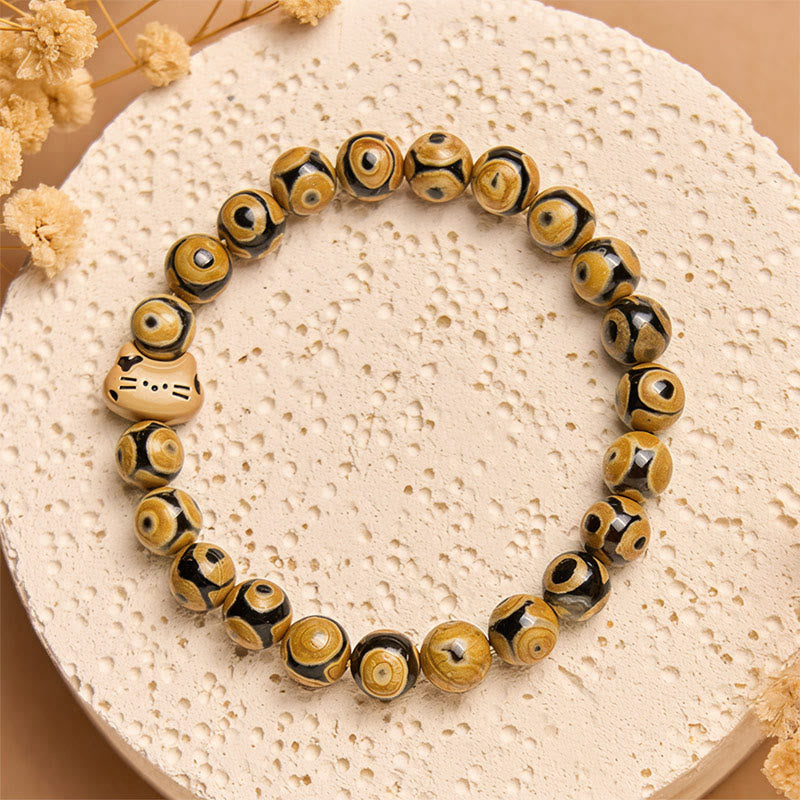 Buddha Stones Bengal Cat Natural Agate Stone Kitten Head Graceful Bracelet - image 3