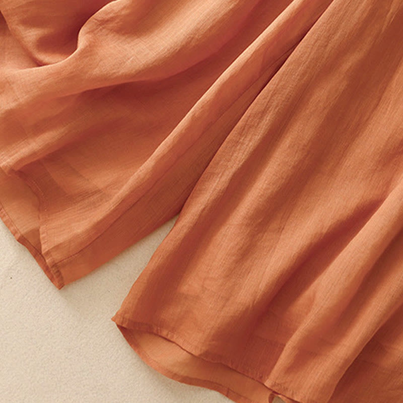 Buddha Stones Simple Design Drawstring Cotton Women's Wide Leg Pants With Pockets - image 25