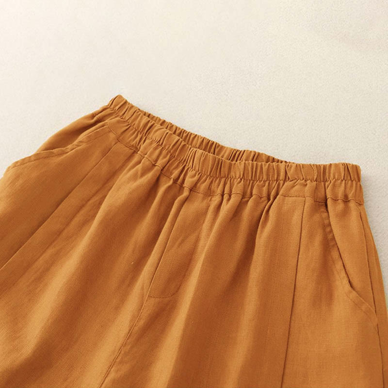 Buddha Stones Casual Solid Color Women's Cotton Shorts With Pockets - image 2