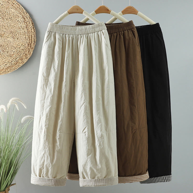 Buddha Stones Winter Plain Women's Harem Cotton Ankle-Length Pants With Pockets - image 23