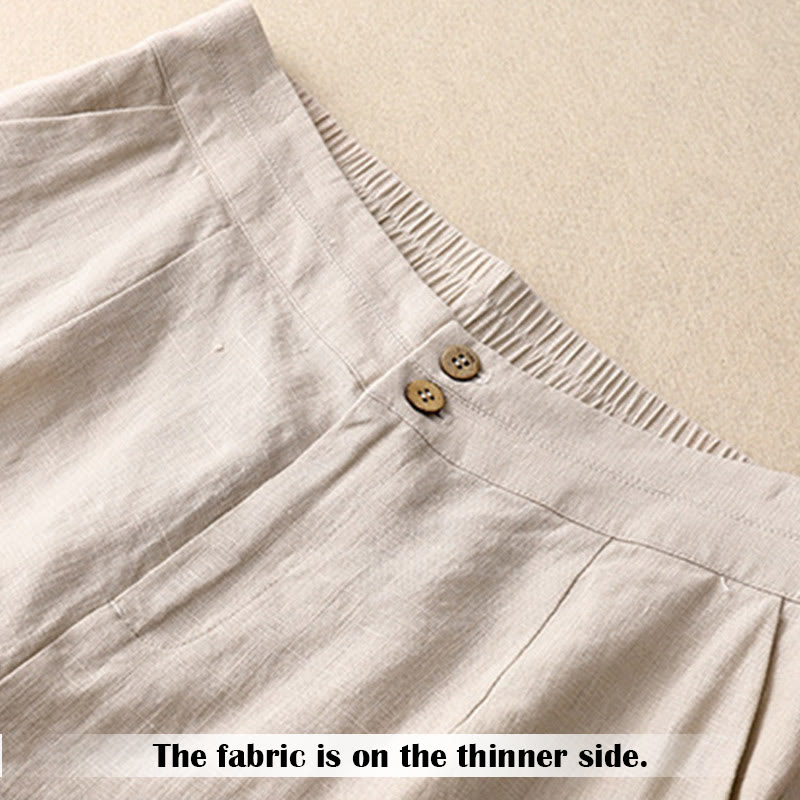 Buddha Stones Summer Casual Simple Design Linen Women's Wide Leg Pants With Zipper Pockets - image 44