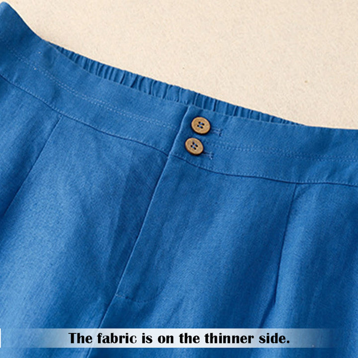 Buddha Stones Summer Casual Simple Zipper Design Linen Women's Wide Leg Pants With Pockets - image 17