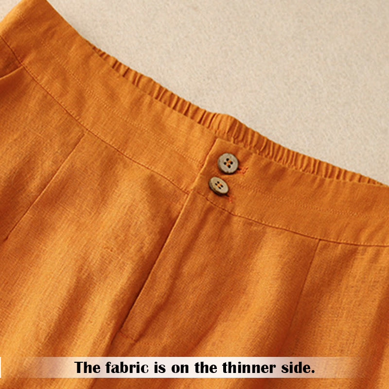 Buddha Stones Summer Casual Simple Design Linen Women's Wide Leg Pants With Zipper Pockets - image 22