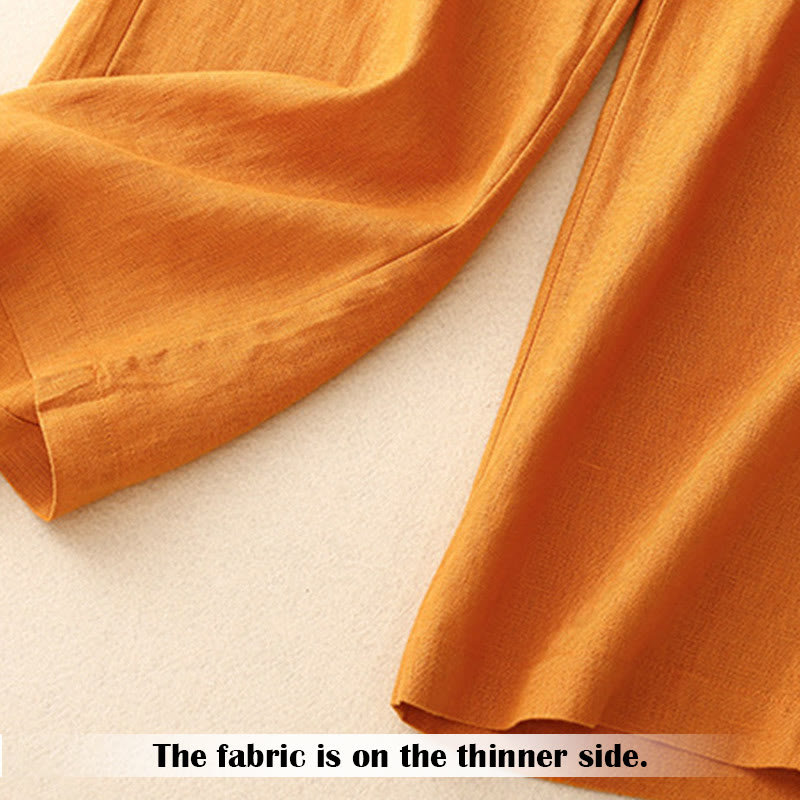 Buddha Stones Summer Casual Simple Design Linen Women's Wide Leg Pants With Zipper Pockets - image 25