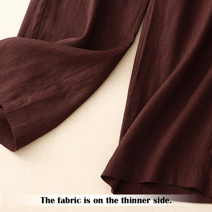 Buddha Stones Summer Casual Simple Design Linen Women's Wide Leg Pants With Zipper Pockets - image 30