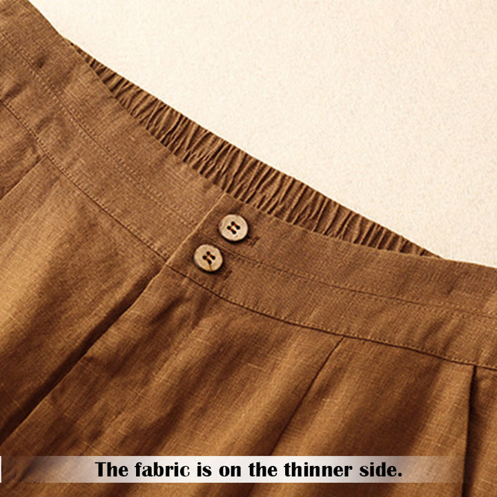 Buddha Stones Summer Casual Simple Design Linen Women's Wide Leg Pants With Zipper Pockets - image 32