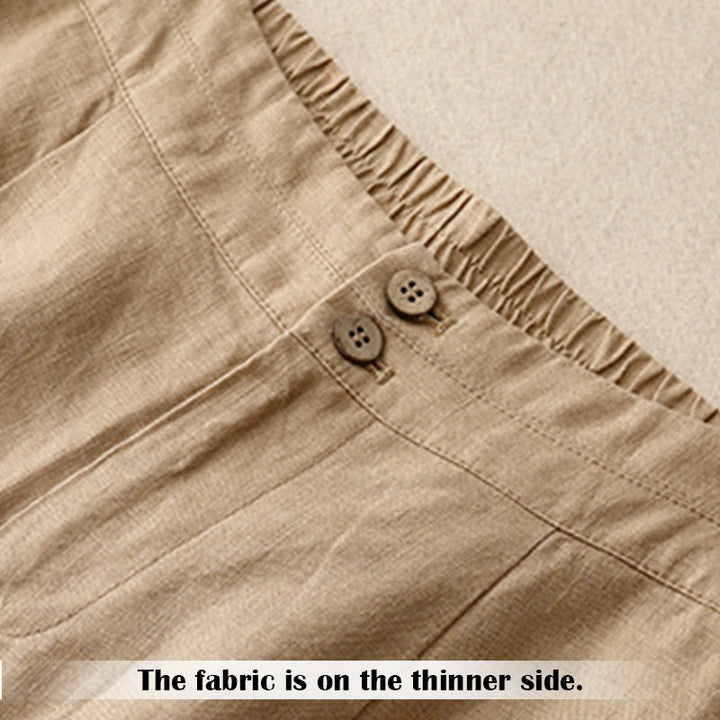 Buddha Stones Summer Casual Simple Design Linen Women's Wide Leg Pants With Zipper Pockets - image 38