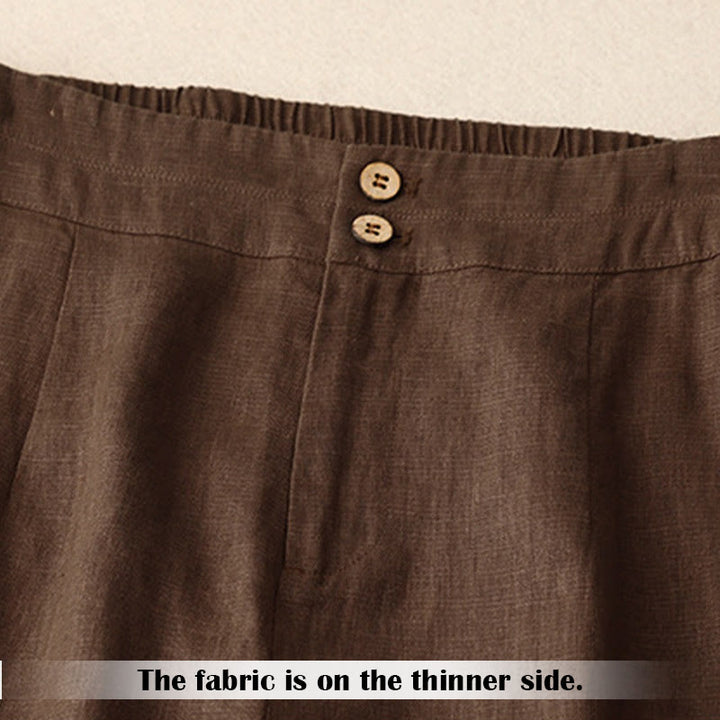 Buddha Stones Summer Casual Simple Design Linen Women's Wide Leg Pants With Zipper Pockets - image 62