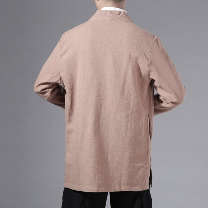 Buddha Stones Plain Simple Design Open Front Cotton Linen Men's Long Sleeve Jacket Kimono - image 24