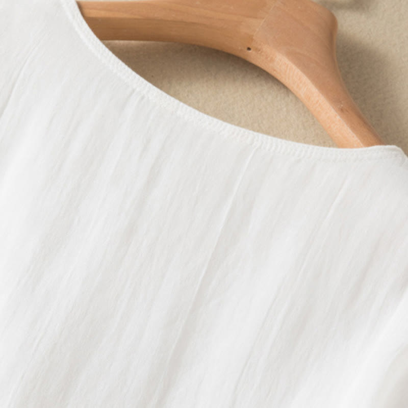 Buddha Stones Summer V-Neck Design Half Sleeve Cotton Midi Dress - image 35