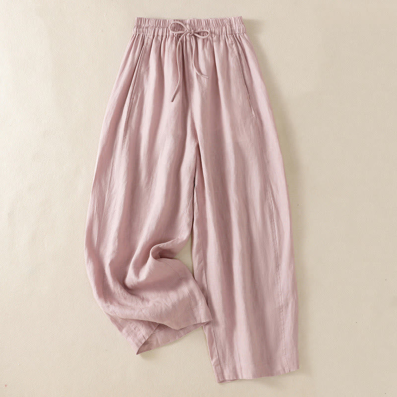 Buddha Stones Commute Plain Design Drawstring Women's Wide Leg Pants With Pockets - LightPink - US8-10，UK/AU12-14，EU40-42 (2XL) - image 19