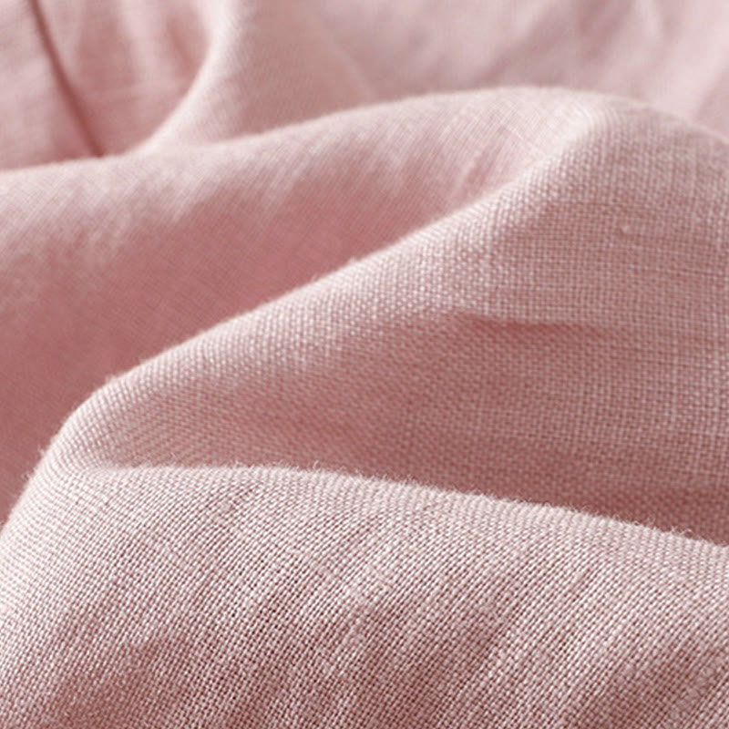 Buddha Stones Commute Plain Design Drawstring Cotton Linen Women's Wide Leg Pants With Pockets - image 25