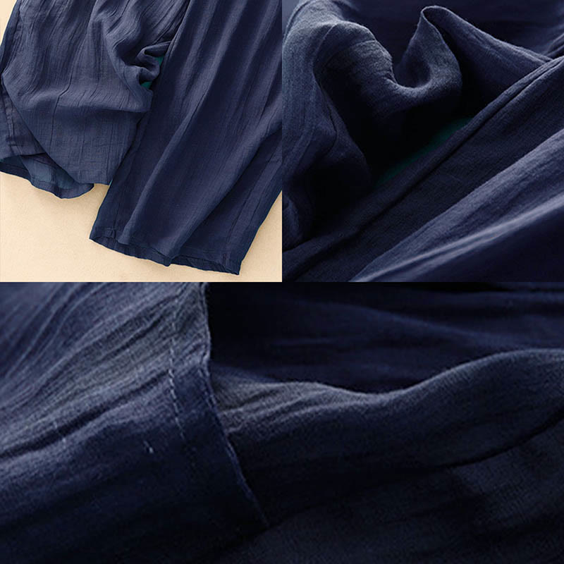 Buddha Stones Spring Pure Color Drawstring Double Layer Women's Wide Leg Pants With Pockets - image 15