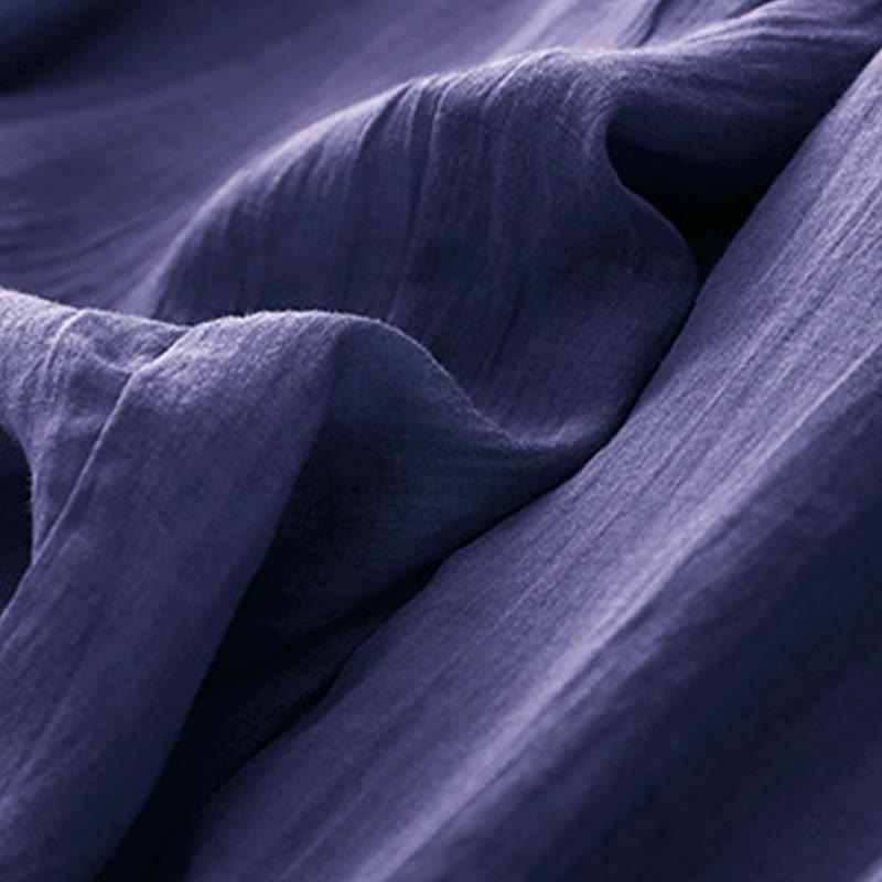 Buddha Stones Spring Pure Color Drawstring Double Layer Women's Wide Leg Pants With Pockets - image 16