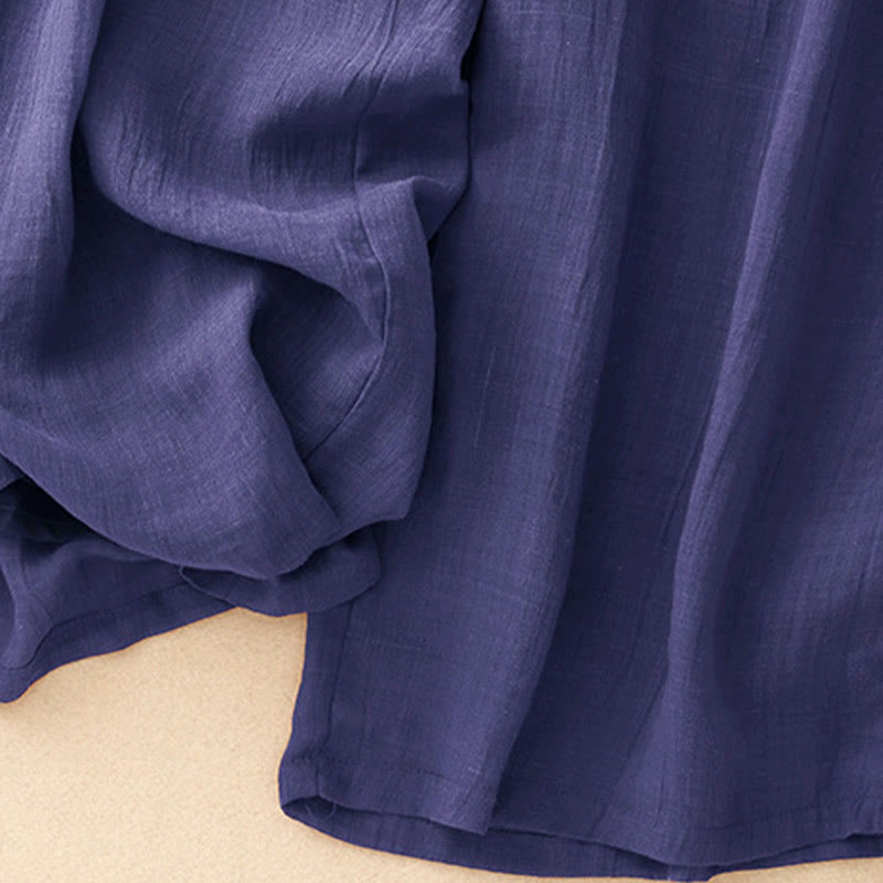 Buddha Stones Spring Pure Color Drawstring Double Layer Women's Wide Leg Pants With Pockets - image 18