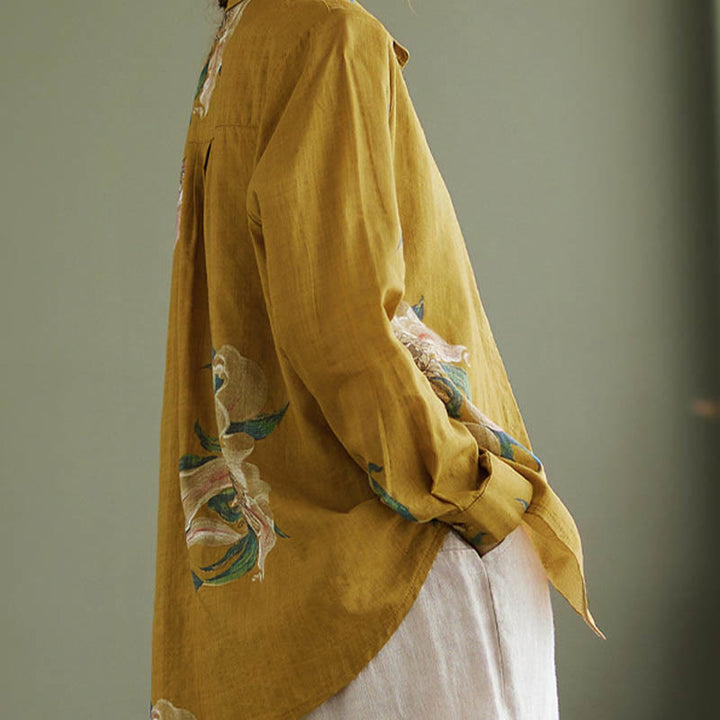 Buddha Stones Literary Artistic Flower Print Cotton Clothing - image 7