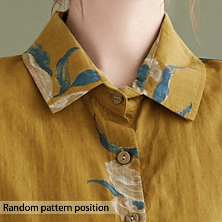 Buddha Stones Literary Artistic Flower Print Cotton Clothing - image 1