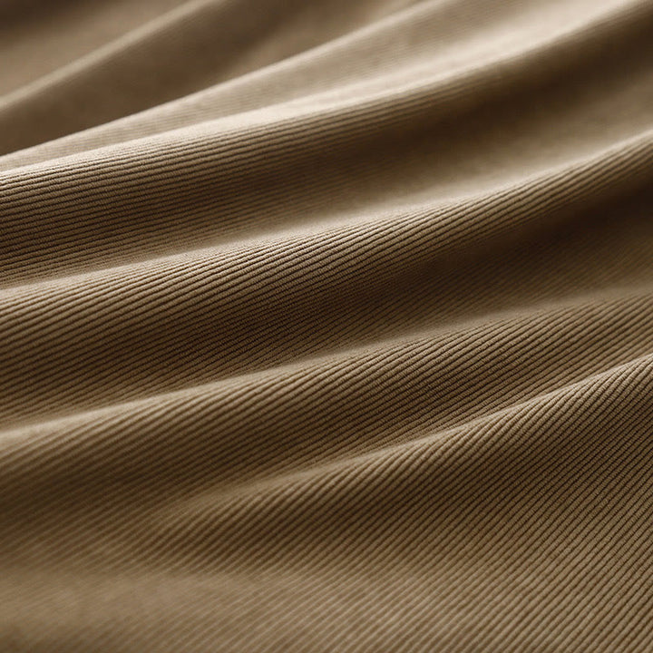 Buddha Stones Tan Solid Color Corduroy Puff Long Sleeve Midi Dress - image 12