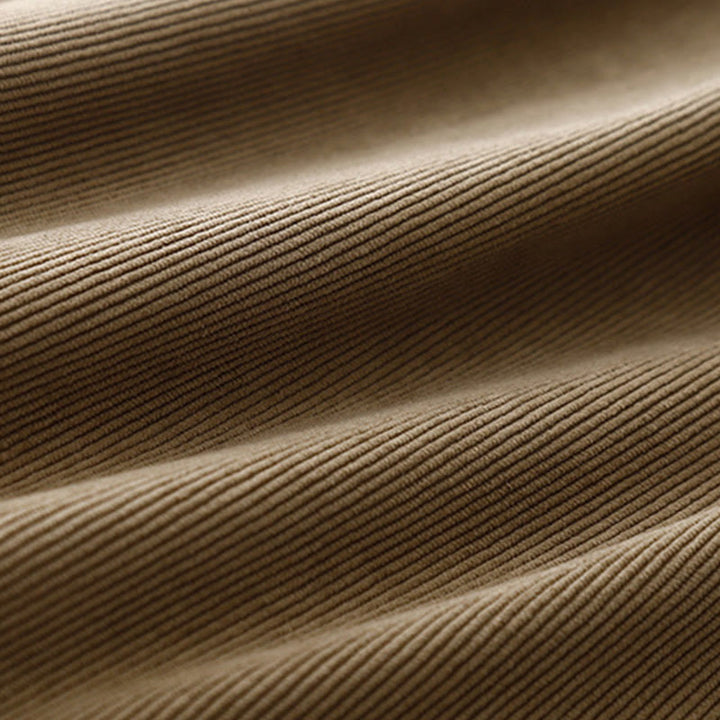 Buddha Stones Tan Solid Color Corduroy Puff Long Sleeve Midi Dress - image 11