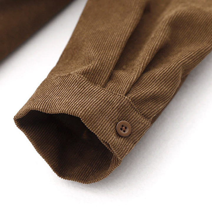 Buddha Stones Button Design Corduroy Peter Pan Collar Long Sleeve Midi Dress With Pockets - image 9