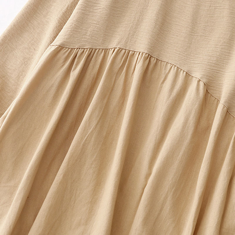 Buddha Stones Spring Plain Lapel Long Sleeve Midi Dress With Pockets - image 13