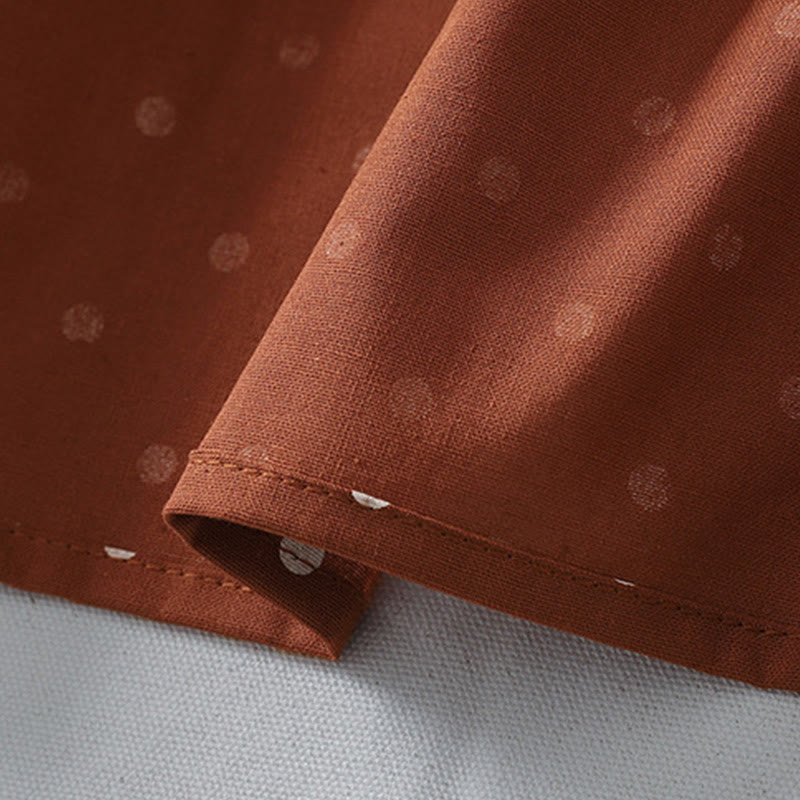 Buddha Stones Spring Dot Pattern Ruffle Crew Neck Long Sleeve Cotton Linen Midi Dress With Pockets - image 9