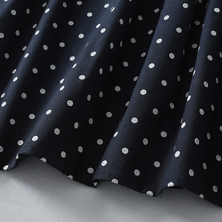 Buddha Stones Spring Dot Pattern Ruffle Crew Neck Long Sleeve Cotton Linen Midi Dress With Pockets - image 15