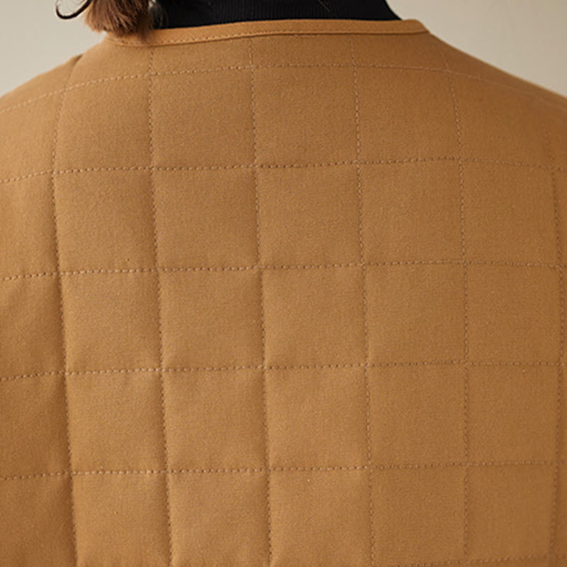 Buddha Stones Retro Plain Women's Thick Cotton Long Sleeve Coat Jacket With Pockets - image 31