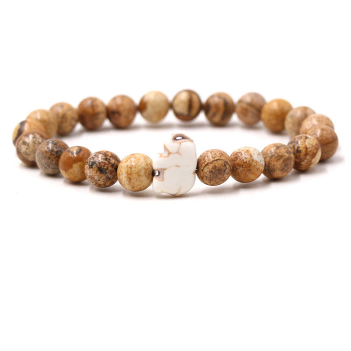 Buddha Stones Natural Various Stones Elephant Spiritual Strength Bracelet - Picture Jasper(Wrist Circumference: 15-18cm) - image 4