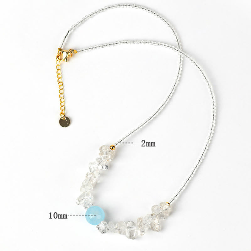 Buddha Stones Irregular White Crystal Aquamarine Bead Healing Necklace Pendant - image 8
