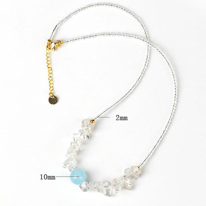 Buddha Stones Irregular White Crystal Aquamarine Bead Healing Necklace Pendant - image 8