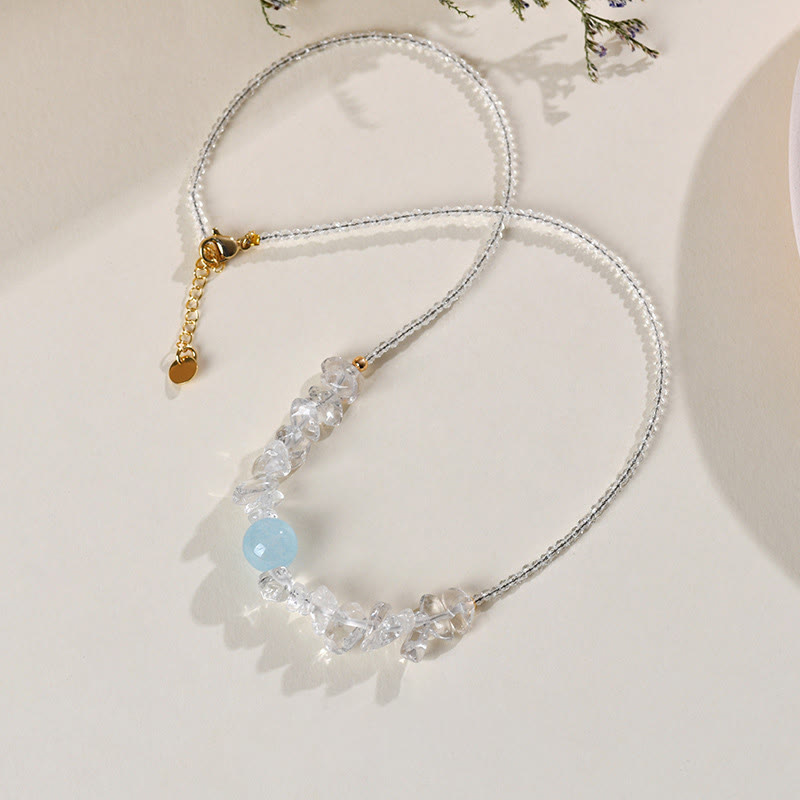Buddha Stones Irregular White Crystal Aquamarine Bead Healing Necklace Pendant - image 3