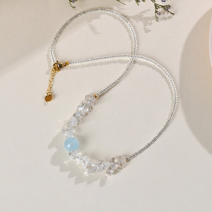 Buddha Stones Irregular White Crystal Aquamarine Bead Healing Necklace Pendant - image 3