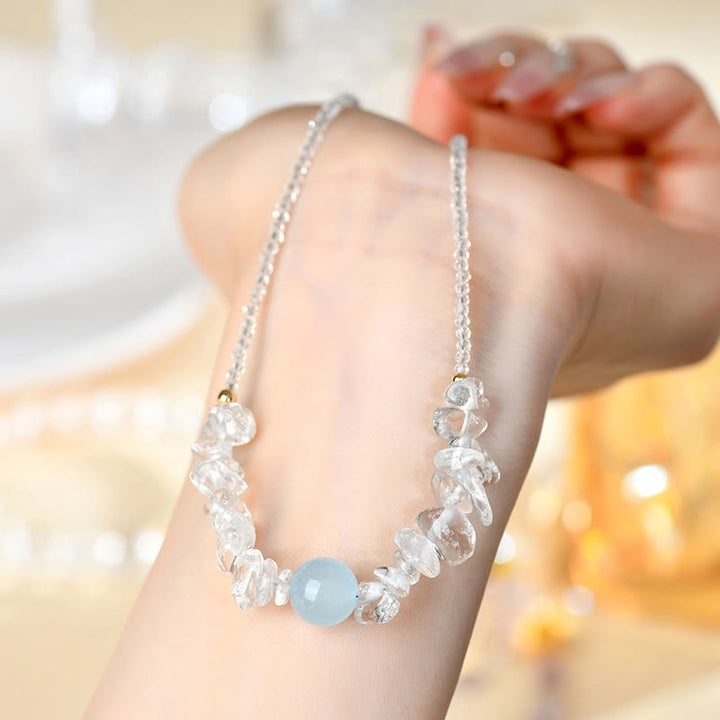 Buddha Stones Irregular White Crystal Aquamarine Bead Healing Necklace Pendant - image 4
