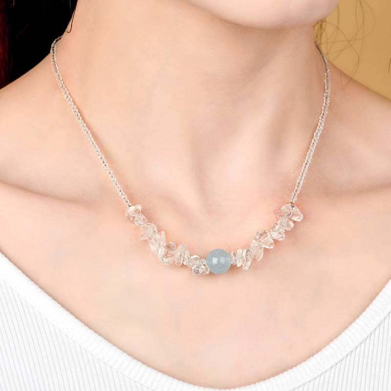 Buddha Stones Irregular White Crystal Aquamarine Bead Healing Necklace Pendant - image 5