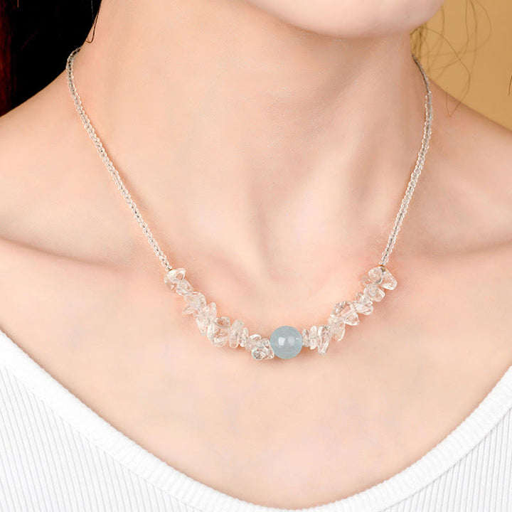 Buddha Stones Irregular White Crystal Aquamarine Bead Healing Necklace Pendant - image 5