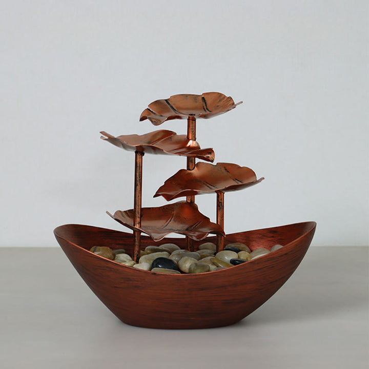 Buddha Stones Lotus Leaf Shaped Waterfall Fountain Tabletop Ornaments With LED Light Home Office Desktop Decoration - image 22