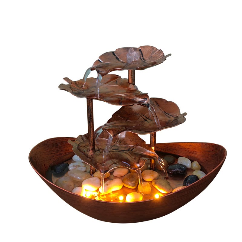 Buddha Stones Lotus Leaf Shaped Waterfall Fountain Tabletop Ornaments With LED Light Home Office Desktop Decoration - image 24