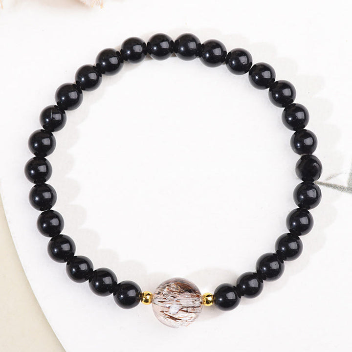 Buddha Stones Tiger Eye Black Obsidian Courage Beads Bracelet - image 8