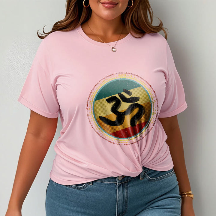 Buddha Stones Vibrant Color Simple Circular Mandala Pattern Om Symbol Tee Cotton T-shirt - image 2