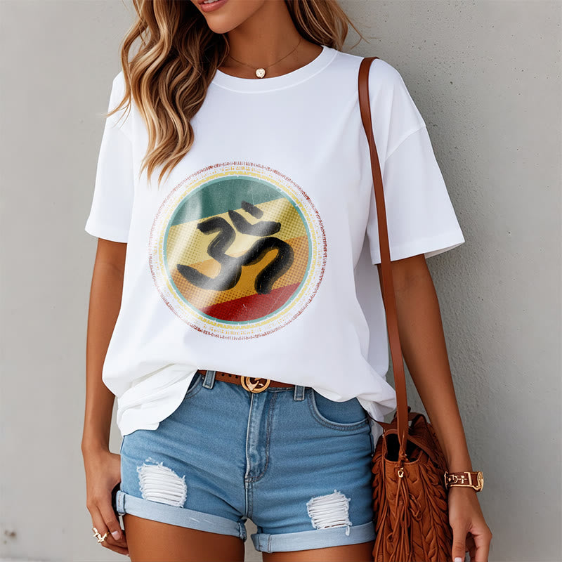 Buddha Stones Vibrant Color Simple Circular Mandala Pattern Om Symbol Tee Cotton T-shirt - image 7